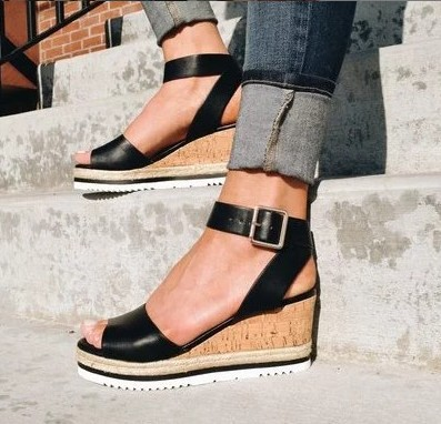 Sandals with Buckle Wedge Heel