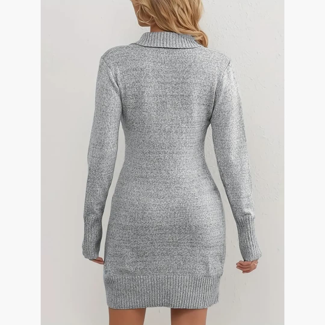WW | Elegantes Kleid mit Knopfdekoration im V-Ausschnitt für Frauen