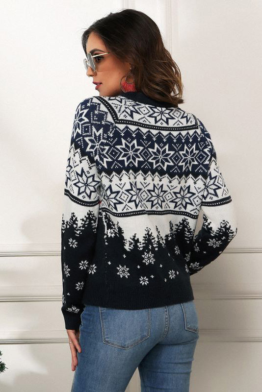 WW | Schneeflocken- und Lkw-Druck Weihnachts-Pullover