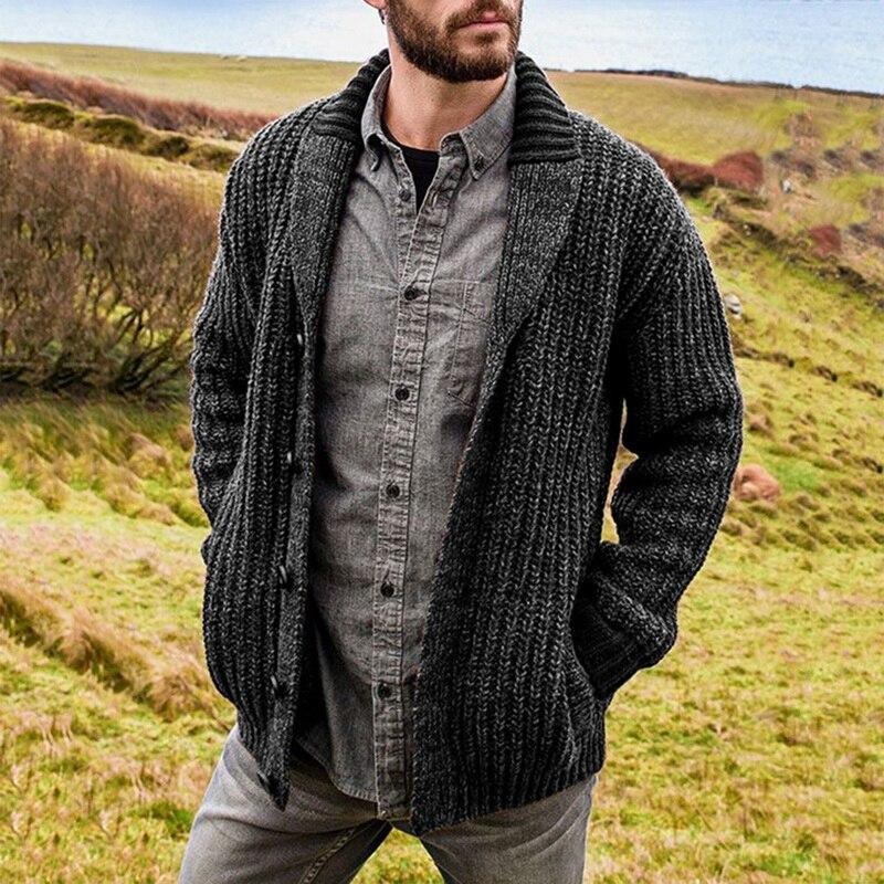 WW | Strickjacke Dicke Strickware Offene Front Gerippt Mit Schalkragen Bequeme Passform