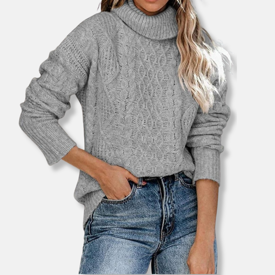 WW | Rollkragenpullover - Kabelstrick Tunika-Längenpullover