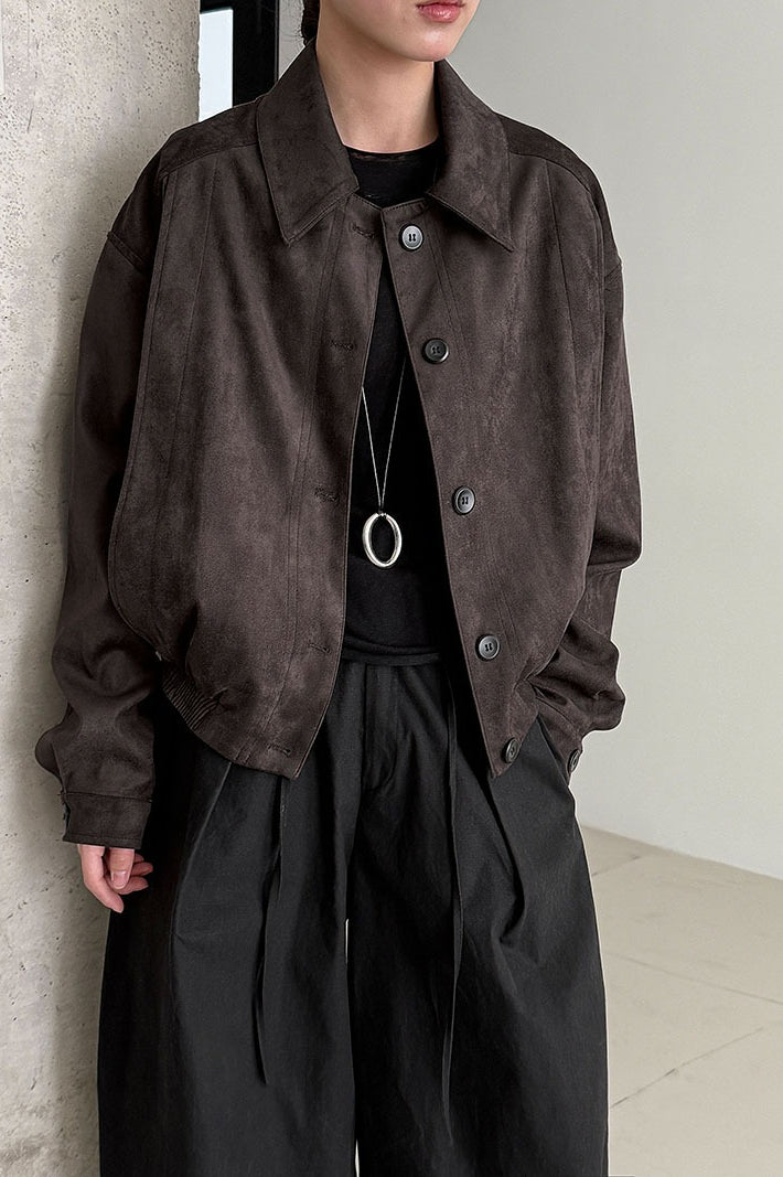 WW | Suede Lapel Collar Jacket