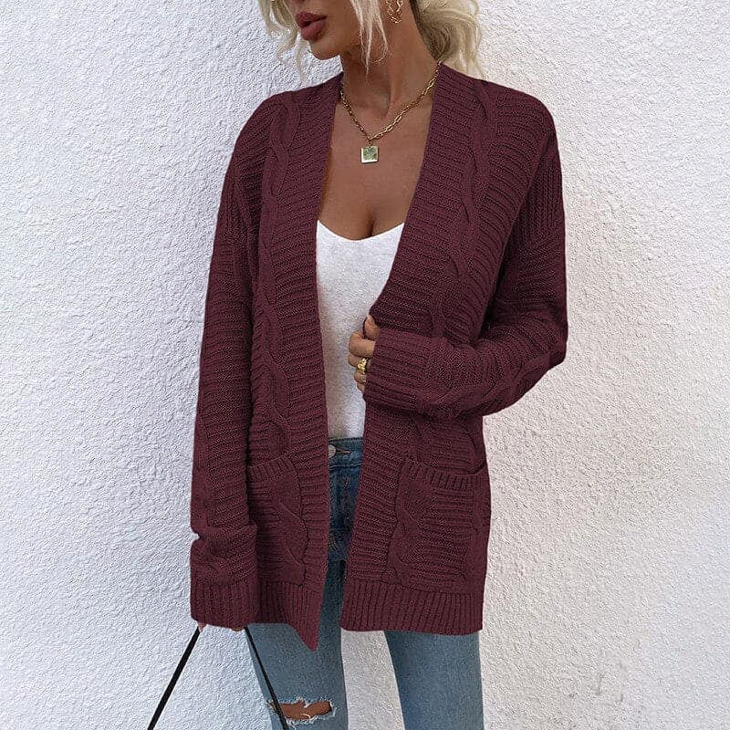 WW | Cardigan - Strick - Offene Front - Lockere Passform - Mit Taschen - Langarm