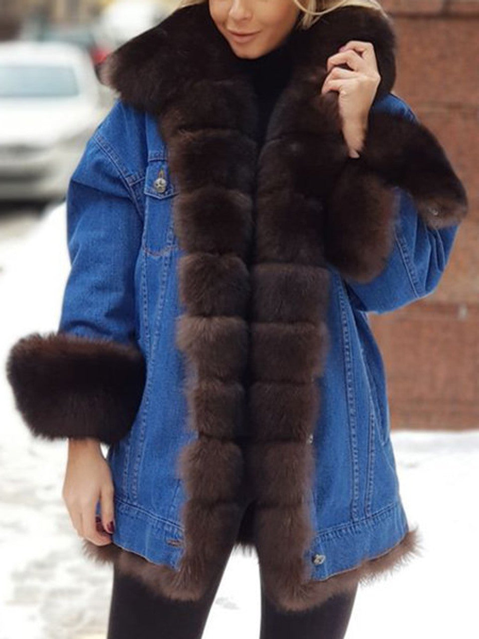 WW | Denim jacket with synthetic leather