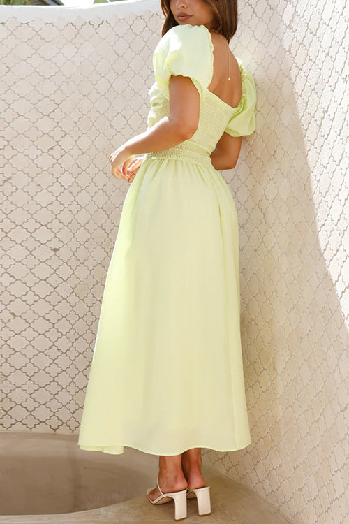 WW | Rosiedress Puff Sleeve Twist-Front Cut-Out Swing Maxi Dress