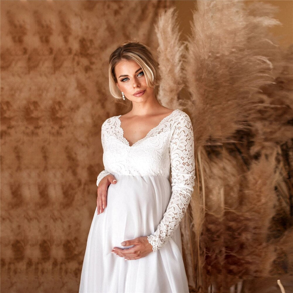 WW | Elegant Lace Maxi Dress For Pregnant Women
