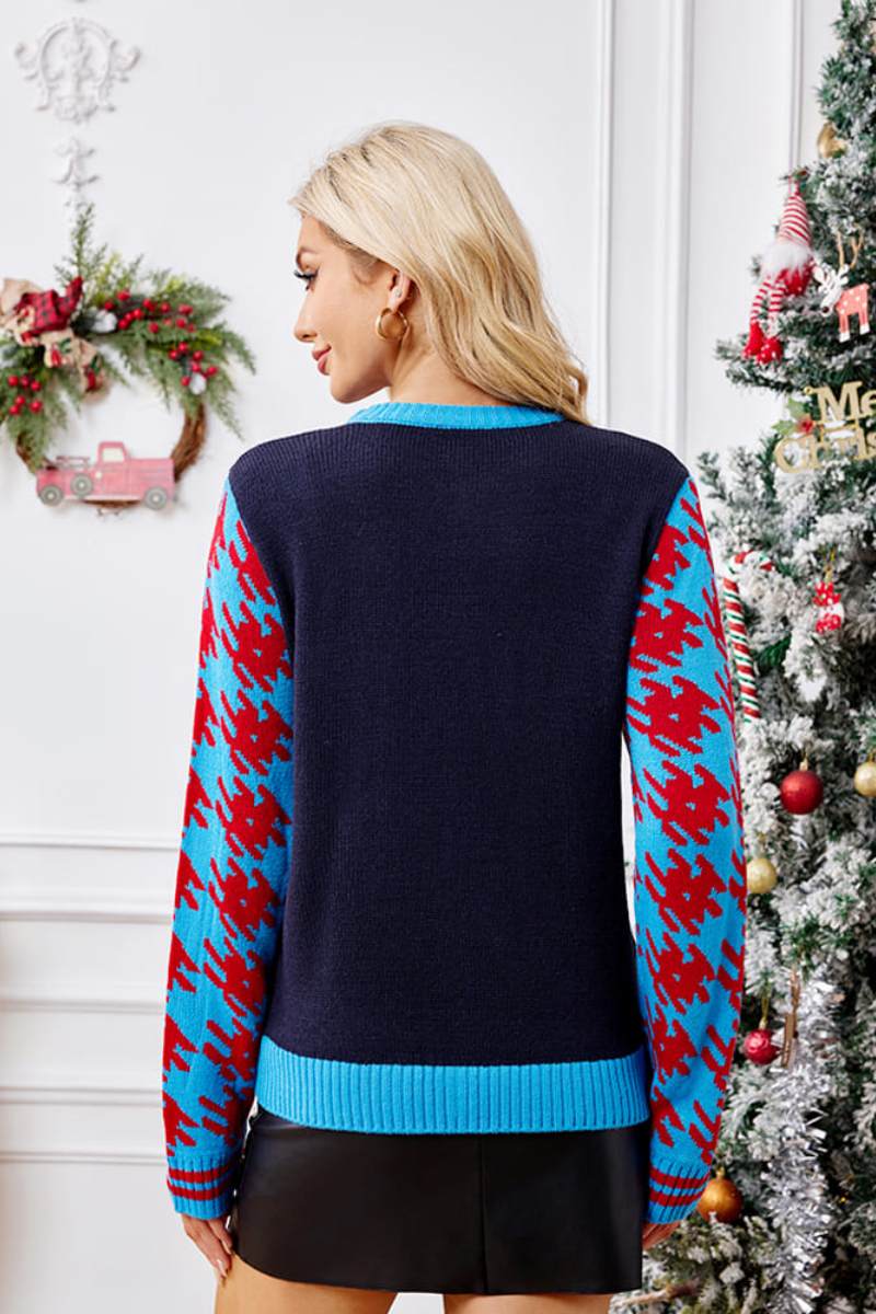 WW | Lässige Weihnachtssocken Stickerei Strickpullover