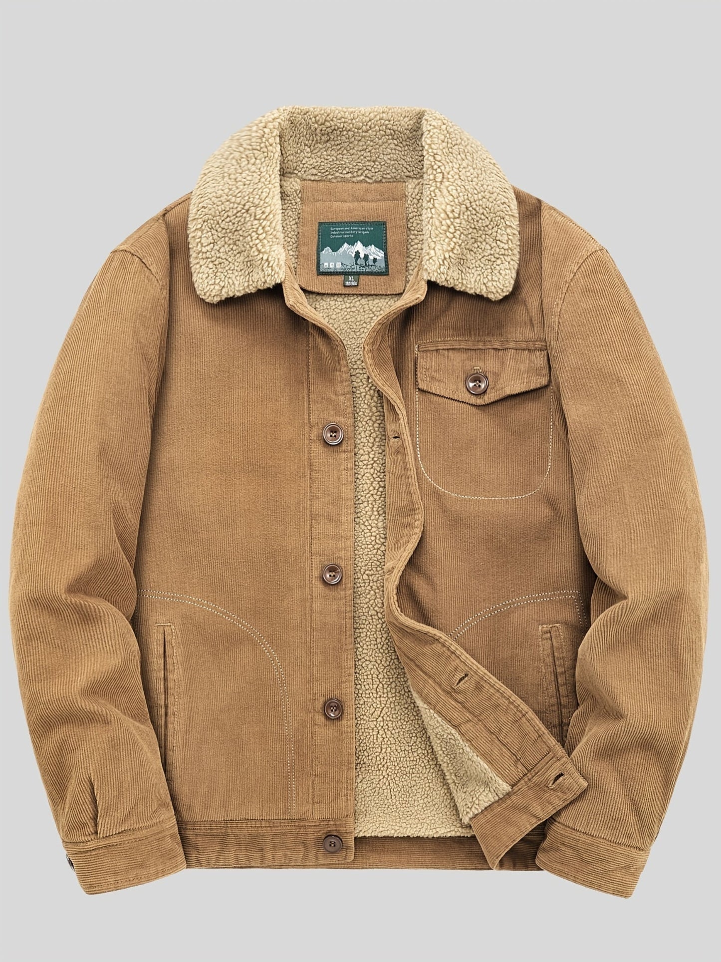 WW | Fleece Button Outdoor Jacket Lightweight With Chest Pocket For Men - Perfect For Outdoor Activities