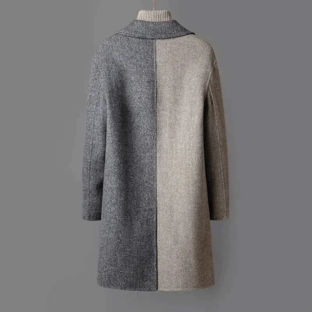 WW | Frauen Elegante Zweifarbige Lange Jacke Klassischer Stil