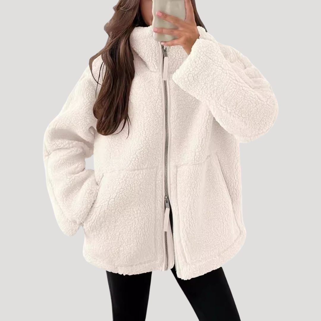 WW | Damen Teddy Reißverschluss Fleece Jacke Winter Kleidung