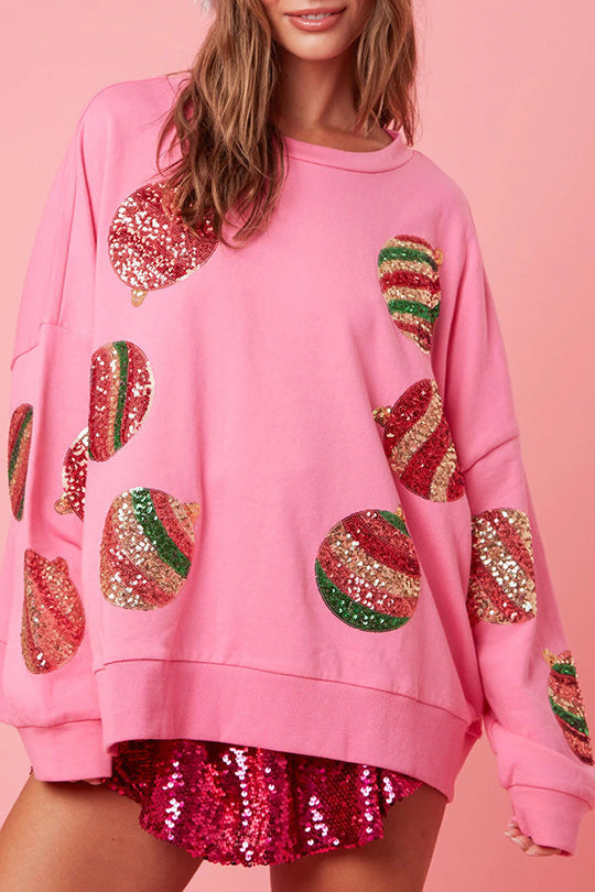 WW | Weihnachts-Ei Pailletten Lässiger Langarm Sweatshirt
