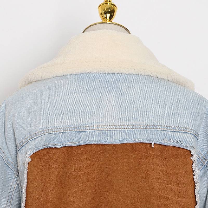 WW | Denim-Jacke mit Sherpa-Futter - Kürzere Passform - Winter-Lässig Stil