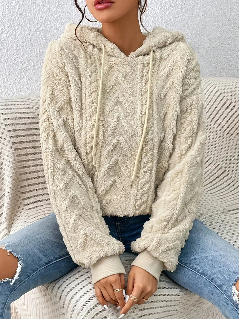 WW Sweater | Stylischer weicher Teddy-Fleece-Kapuzenpullover für Frauen