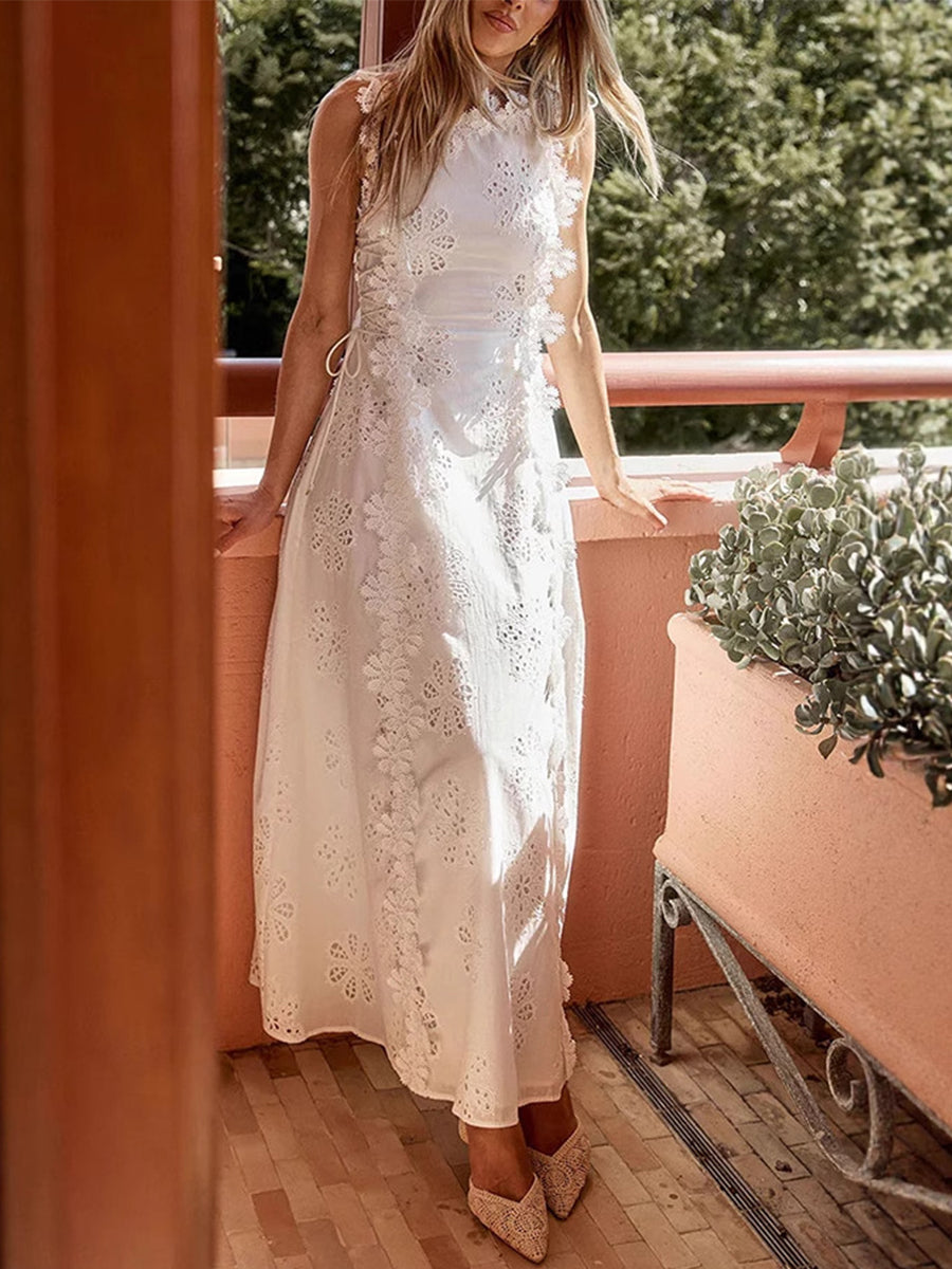SYLARA™ | Dreamy Lace Shoulder Dress