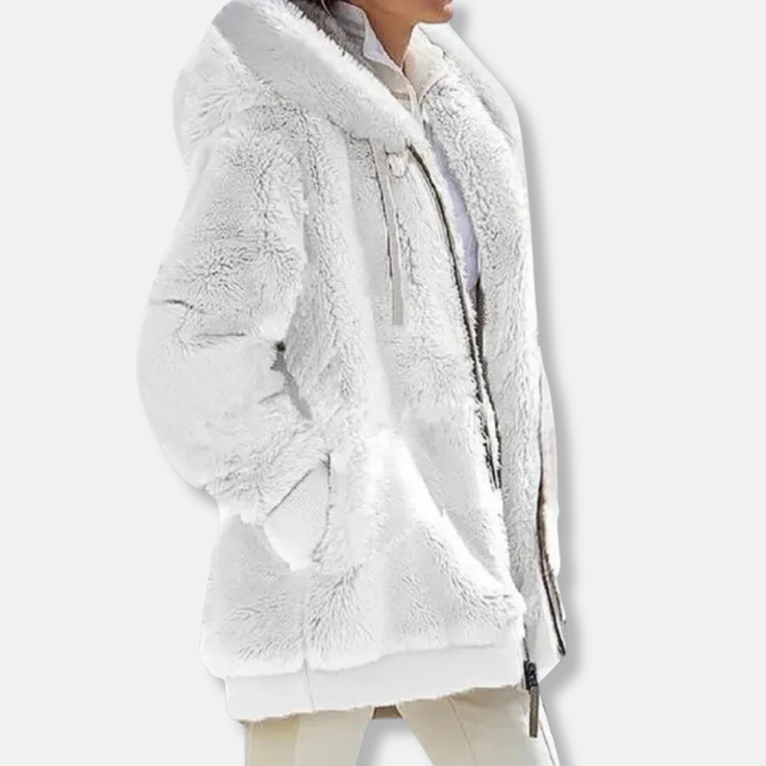 WW | Fleece Übergroße Fleecejacke - Kapuzen-Reißverschlussjacke