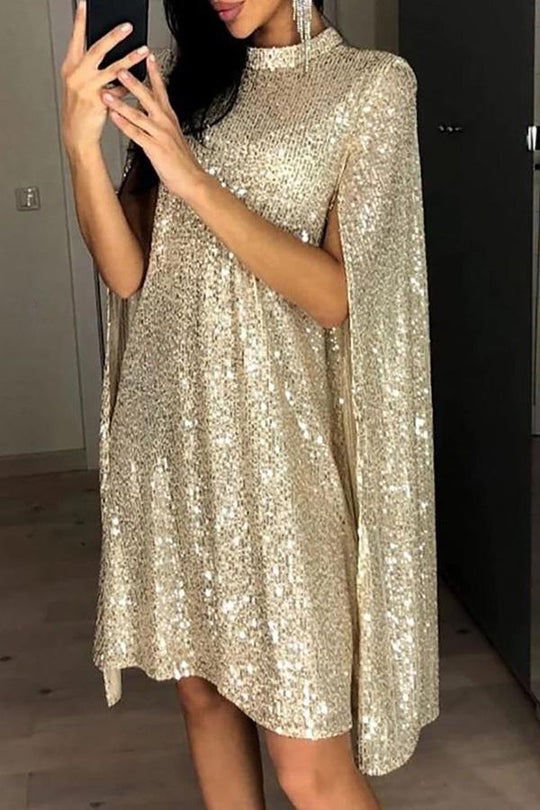 WW | Wine Me And Dine Me Pailletten Cape Kleid