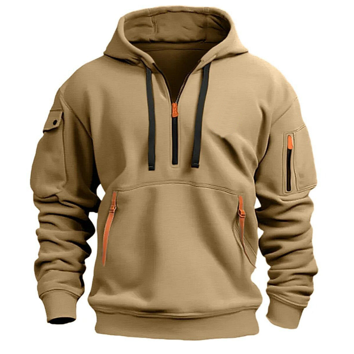 WW | Hoodie with Zipper Pockets - Street Style Pullover with Hood and Utility Design