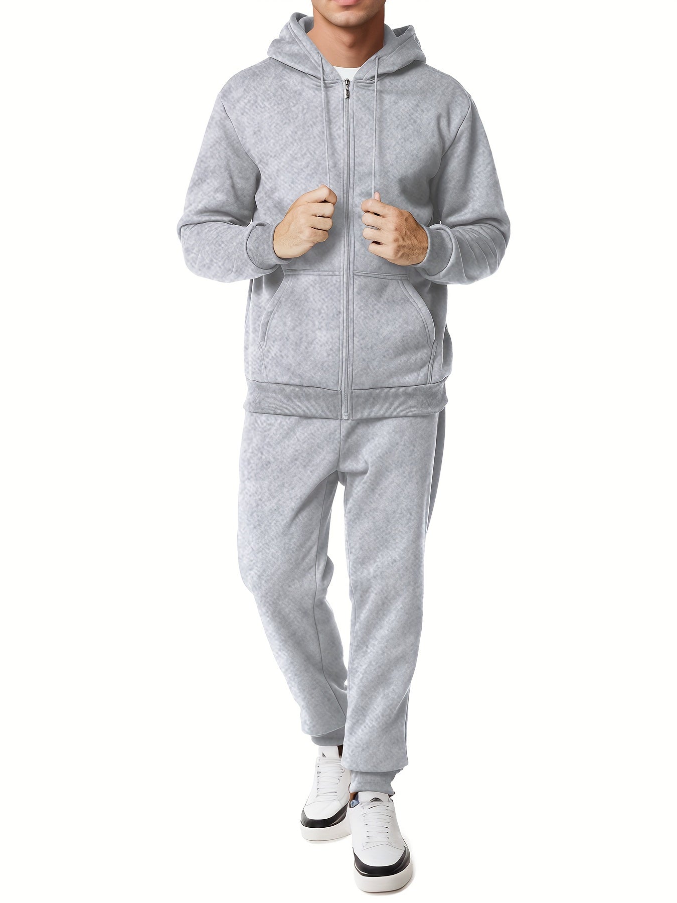 WW | Unifarbener Kapuzenpullover-Trainingsanzug mit Hose für Herren - Perfekt für Casual Days