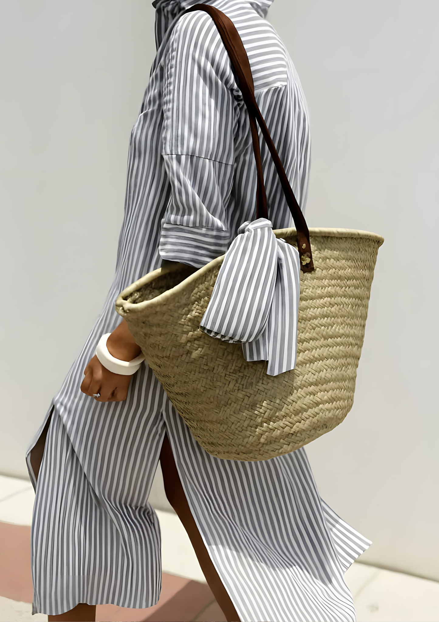 Soren Lightweight Striped Dress with an Elegant Look - White