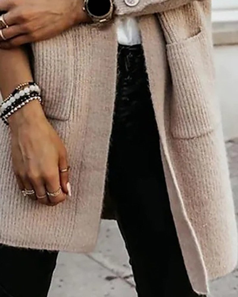 WW | gestrickter Cardigan - stilvoller Damen Oversized offener Vorderseite Cardigan