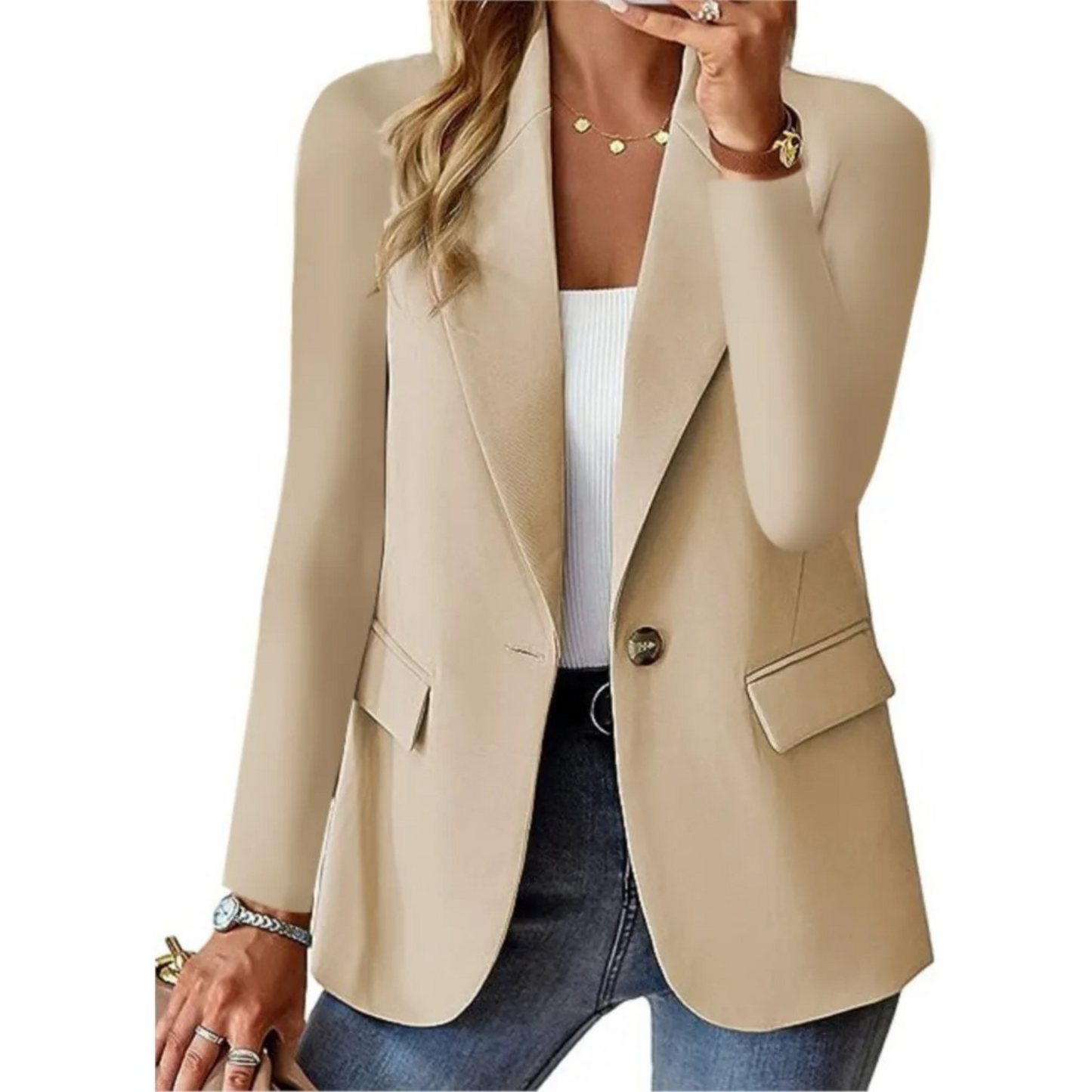 WW | lässig enge langärmlige Jacke mit Schnalle, Damen Blazer