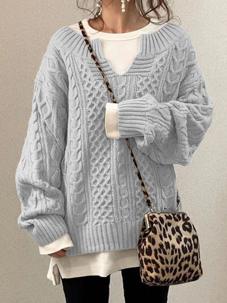WW Luxe Sweater | Bequemer warmer Oversized-Zopfpullover aus weichem Material