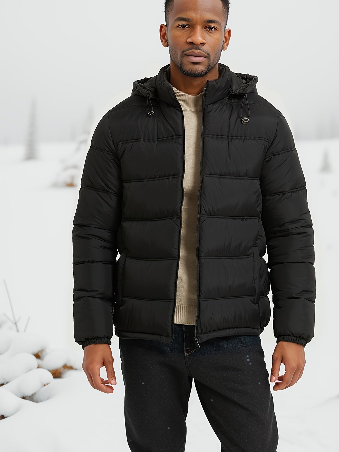WW | Smooth Plain Puffer Winter Jacket For Men - Perfect For Outdoor Activities