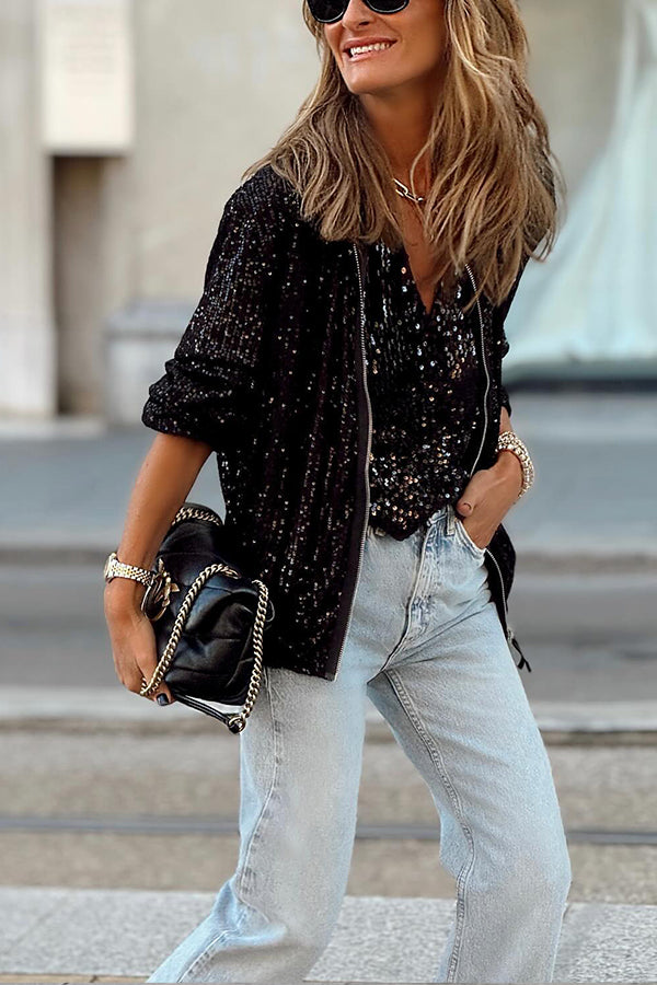 WW | Mode klassische Paillettenjacke