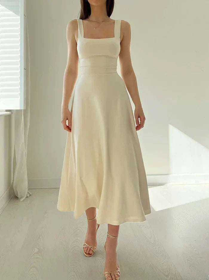 WW - Elegantes ärmelloses A-Linien-Midikleid – Zeitloser Chic | Fit-and-Flare Midikleid – Perfekt für jeden Anlass