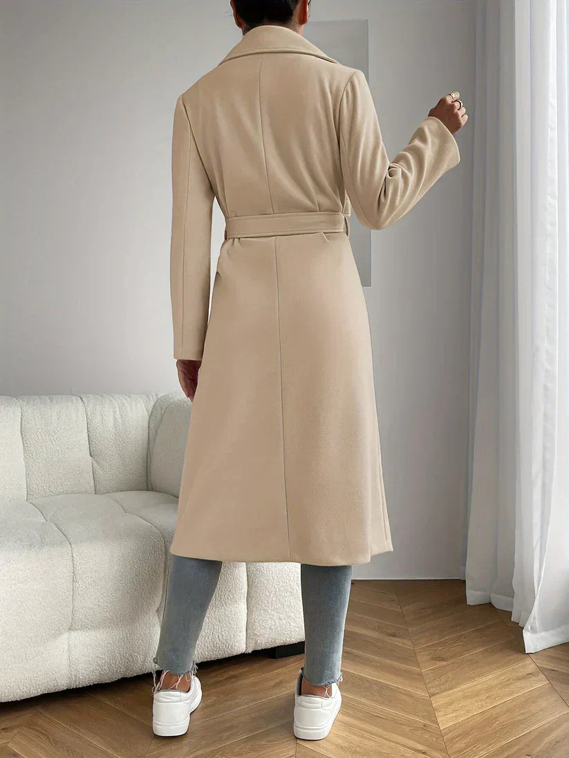 WW | Trenchcoat mit aufgesetzten Taschen, langer Länge und Uni-Farbe sowie langen Ärmeln für Damen - Perfekt für den Alltag