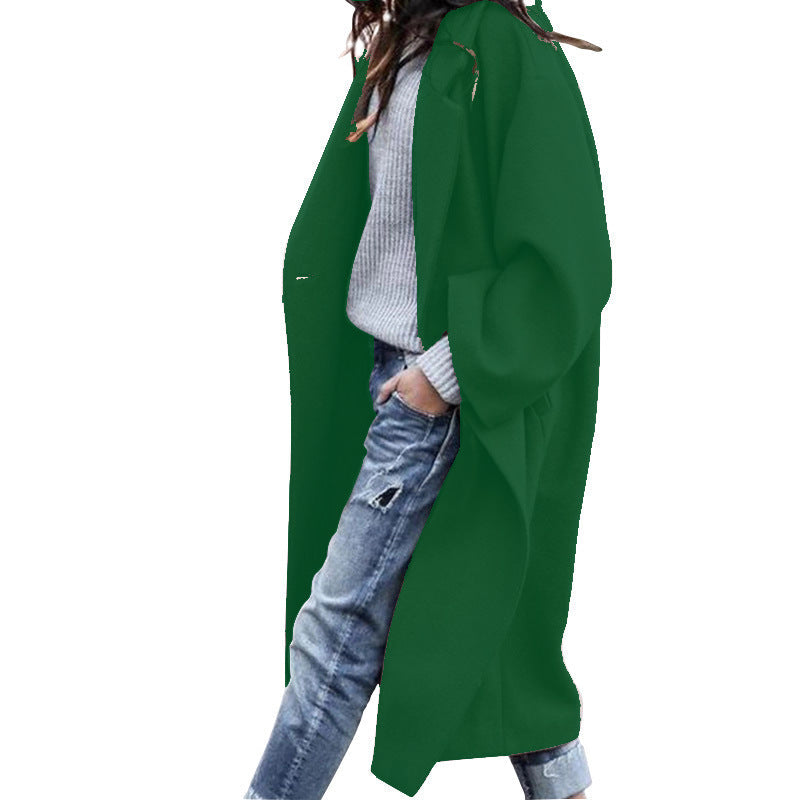 WW | Elegante lange Freizeitjacke aus Wolle mit Taschen für Frauen