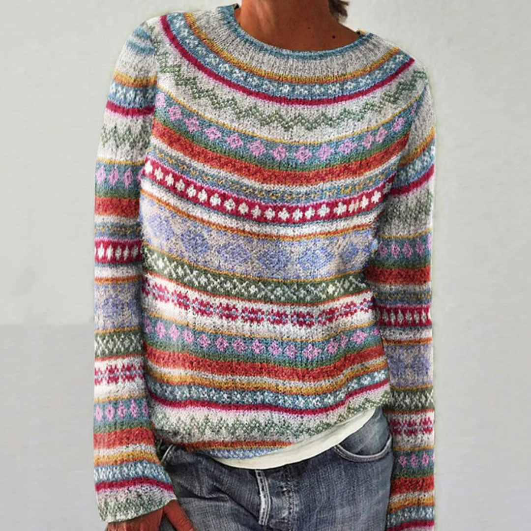 WW | Bunter Pullover für Frauen mit langen Ärmeln für den Winter