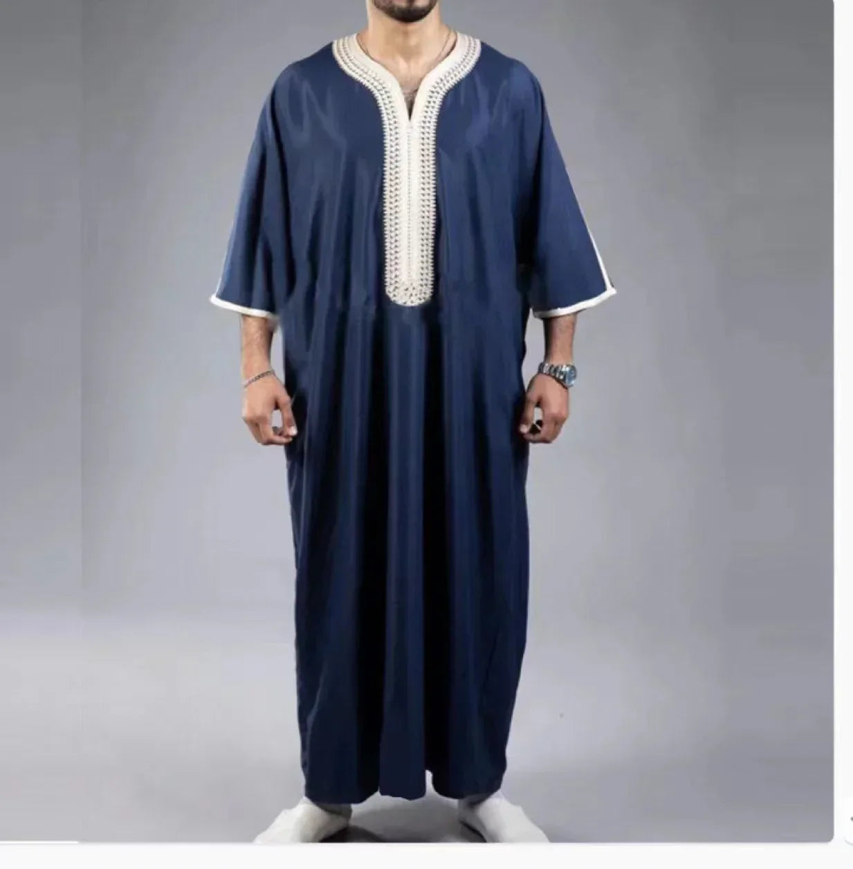 WW | Blaue Gestickte Atmungsaktive Djellaba