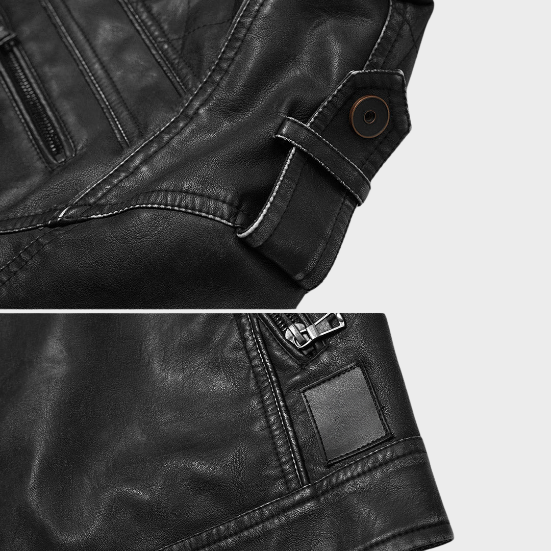 WW | Men's Motorcycle Leather Jacket Black Classic