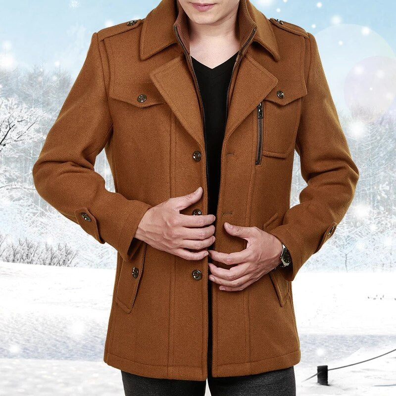 WW | Peacoat Double-breasted Wool Blend Tailored fit Lapel collar