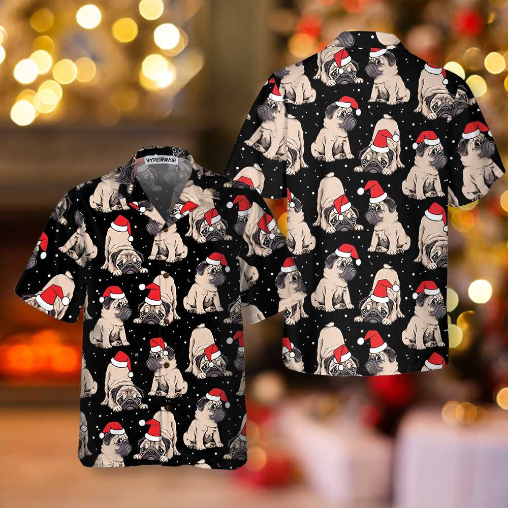 WW | bezaubernde Weihnachts-Pug-Welpen Weihnachts-Hawaiian-Shirt, bestes Weihnachtsgeschenk für Pug-Liebhaber