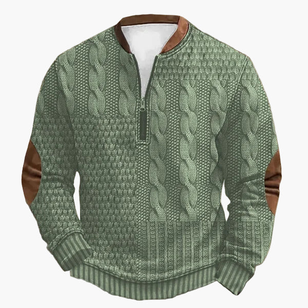 WW | Strickpullover mit Zopfmuster und Viertelreißverschluss - Modischer Freizeitpullover für Herbst und Winter