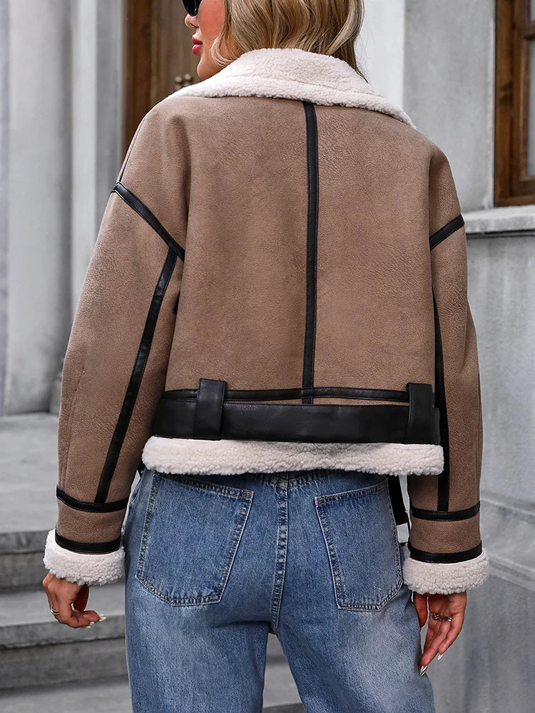 WW | Stylish aviator jacket made of faux lambskin