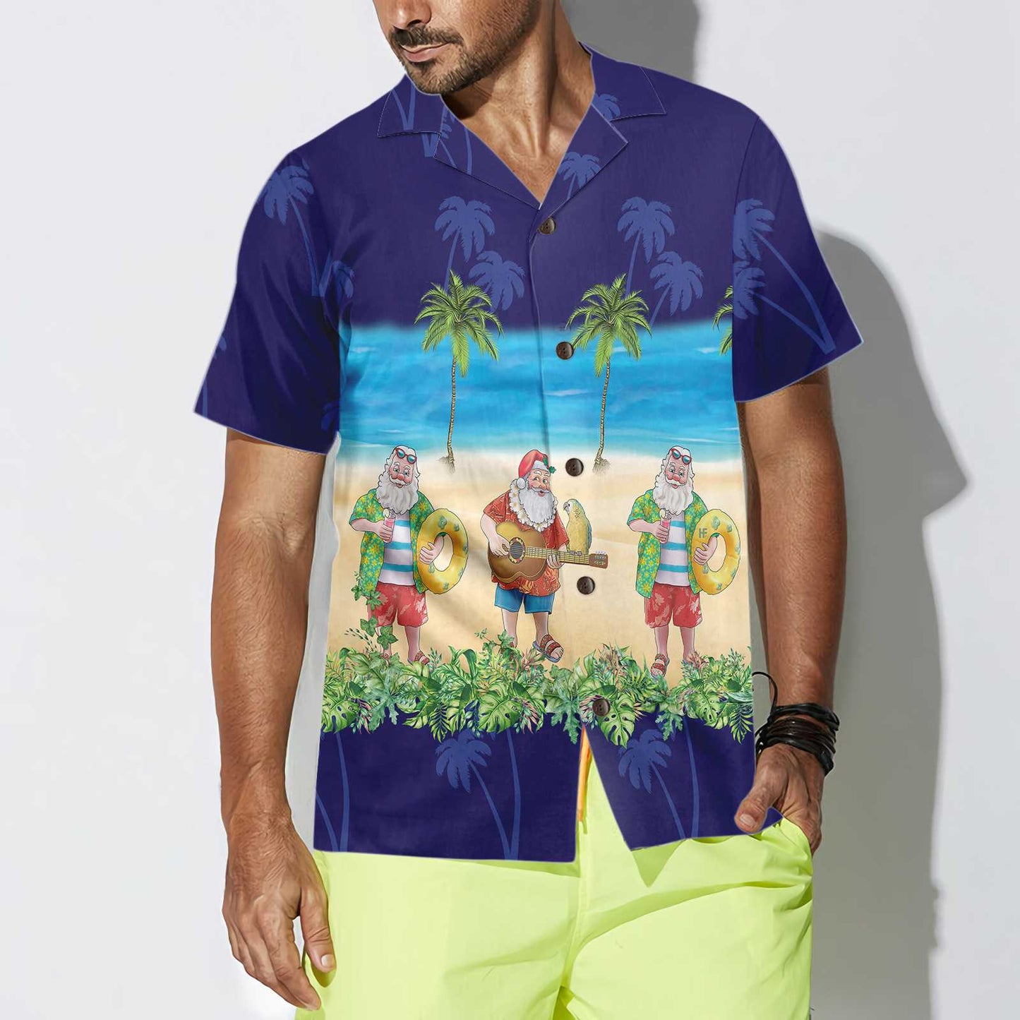 WW | Aloha-Shirt Santa Hawaiian Shirt, Lustiges Santa Weihnachtsurlaub Shirt, Bestes Geschenk für Weihnachten
