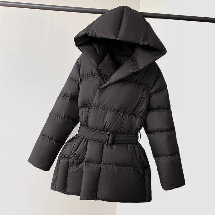 WW | Women's Hooded Padded Puffer Jacket with Waist Belt