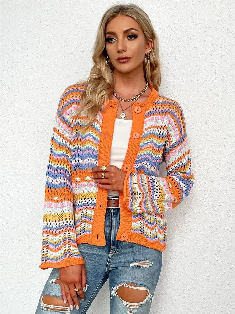 WW | Cardigan - Gestrickt mit Knopfverschluss - Leicht und Atmungsaktiv - Lockere Passform