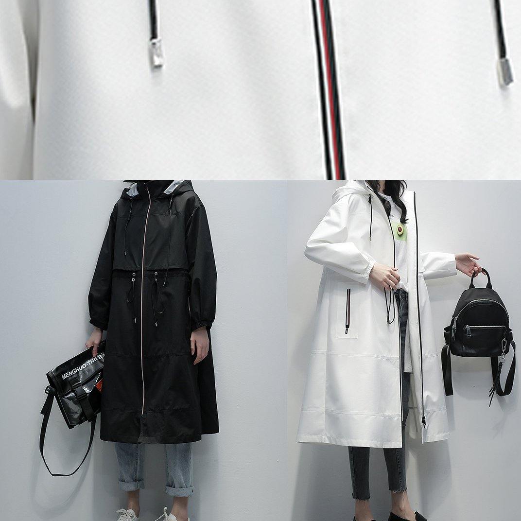 WW | Women's Black Fashion Coats Hooded Zipper Coats