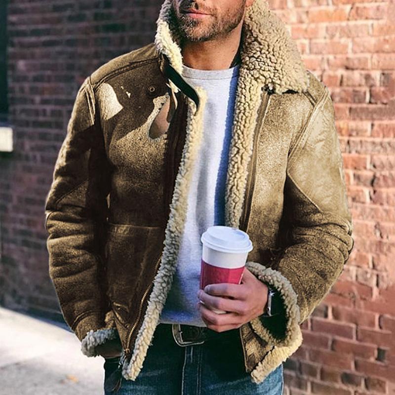WW | Shearling Fliegerjacke Wildleder Wolle Gefüttert Reißverschluss Klassische Passform