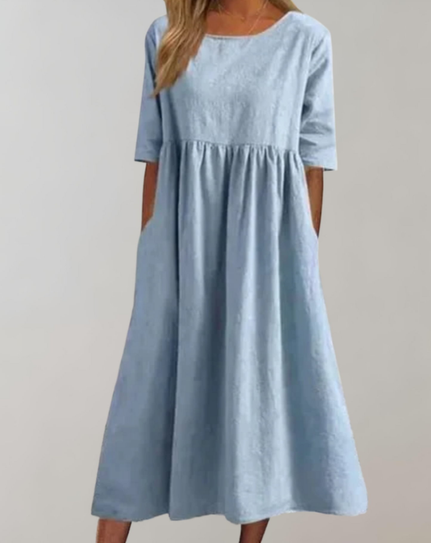 WW | Einfarbiges Baumwollkleid mit Lockerer Passform
