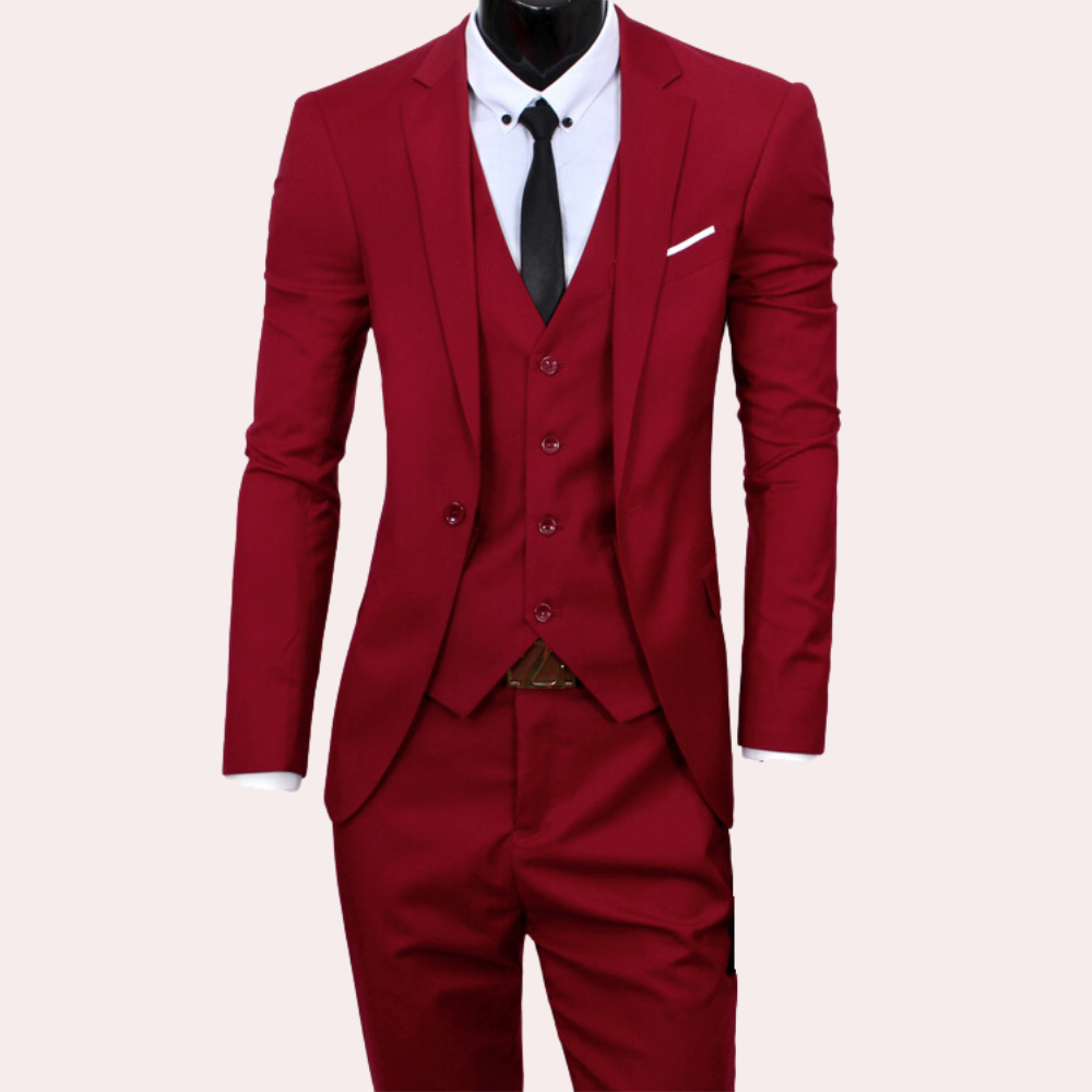WW | 3-Piece Men's Suit - Slim Fit Jacket, Vest & Trousers for Business, Weddings & Special Occasions