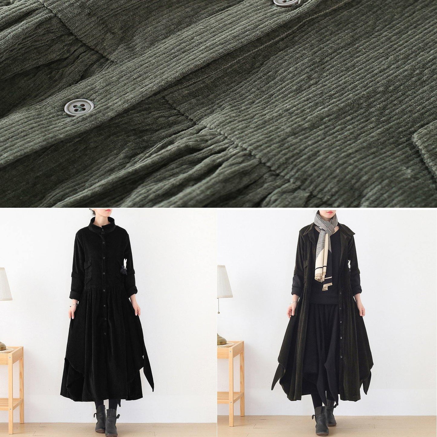 WW | falsche zwei Stücke Polo-Kragen Mäntel Frauen schwarz lockere Oberbekleidung