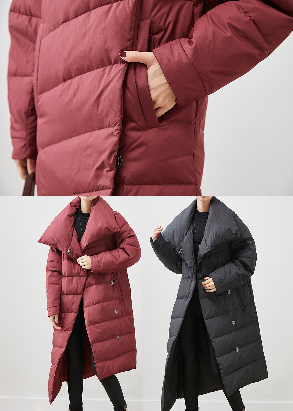 WW | Entendaunen Wintermäntel Asymmetrischer Peter Pan Kragen Winter
