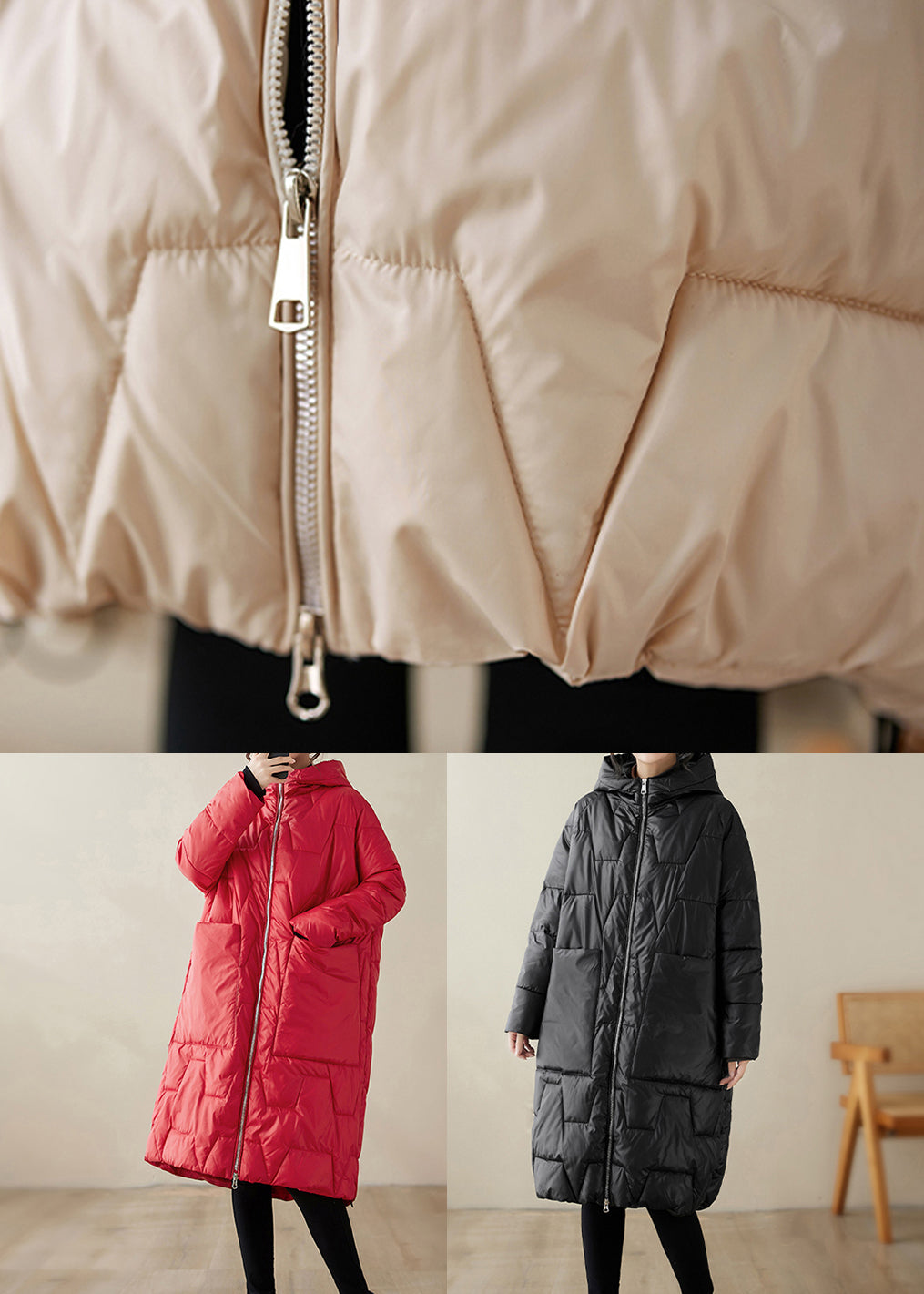 WW | Bags Fine Cotton-Filled Hooded Coats Zipper Winter