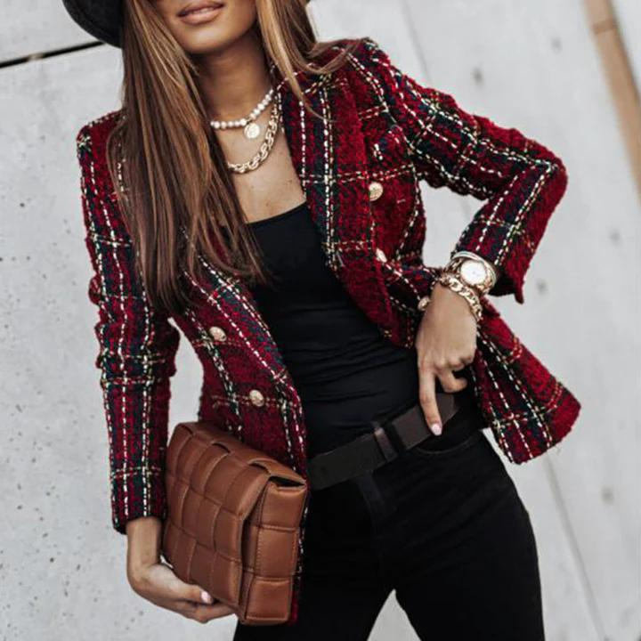 WW | Checked, waisted, double-breasted for women