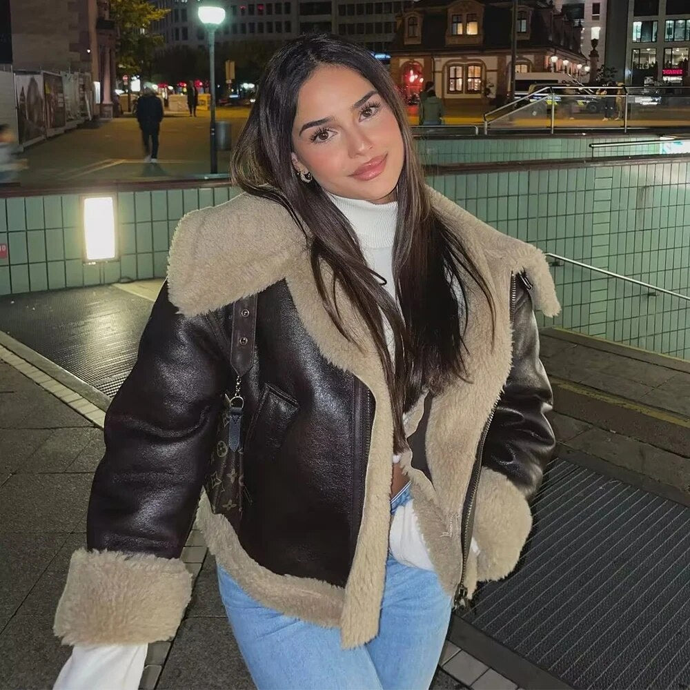 WW | Classic Short Fur and Leather Jacket